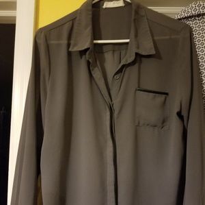 Olive and Oak Gray Sheer Blouse